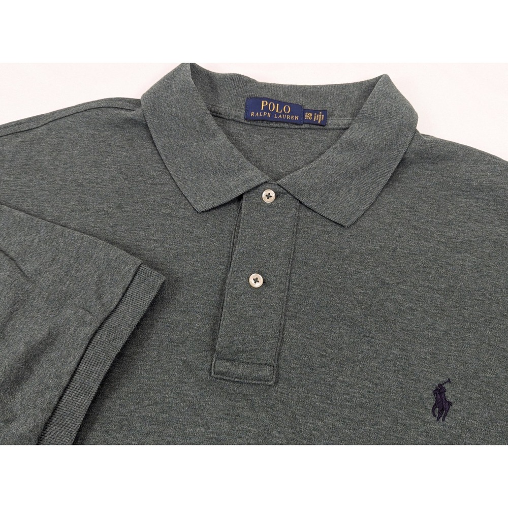 Polo Ralph Lauren Mens 2XB Grey Short Sleeve Pony Logo Polo Shirt‎ Big Tall